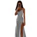 Aria Basics Aria Basics 2024 Spring New Strapless Ruched Slit Satin European And American Sexy Slim Fit Bodycon Dress_ecoleips.com