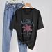 Women's Casual Sports Top American Style Multi Color Round Neck Short Sleeve Simple Fashionable Solid Loose Printed T-Shirt_ecoleips.com