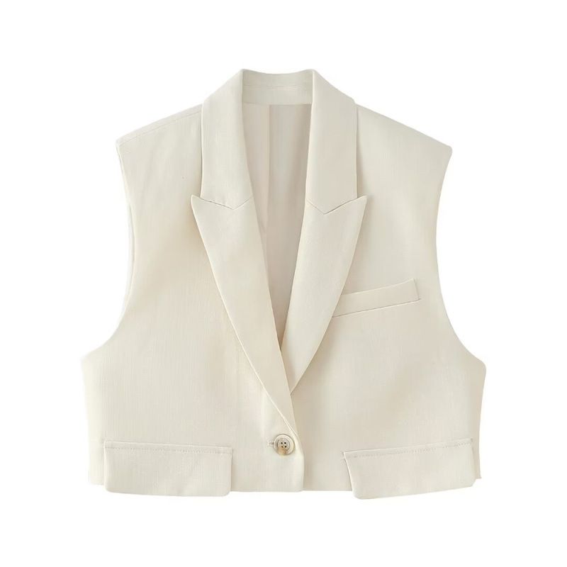 Women's Short Vest Flip Top Outerwear Early Spring Fashion European American Style_ecoleips.com