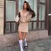Soft Knit Cardigan & Skirt Set Women's Cozy Loungewear V-Neck Cropped Sweater Mini Skirt Autumn Casual Outfit_ecoleips.com