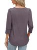 K Solid Color Printed Temperament Bubble Mid-sleeve With Button Round Neck T-shirt_ecoleips.com