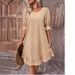 2026 Spring/Summer European And American Cross-Border Women's Vintage Cotton-Linen Mid-Sleeve Round-Neck Solid_ecoleips.com