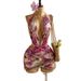 Women's Clothing Sexy Retro Patterned Mesh Mini Dress Deep V Neck Beaded Tight American Style_ecoleips.com
