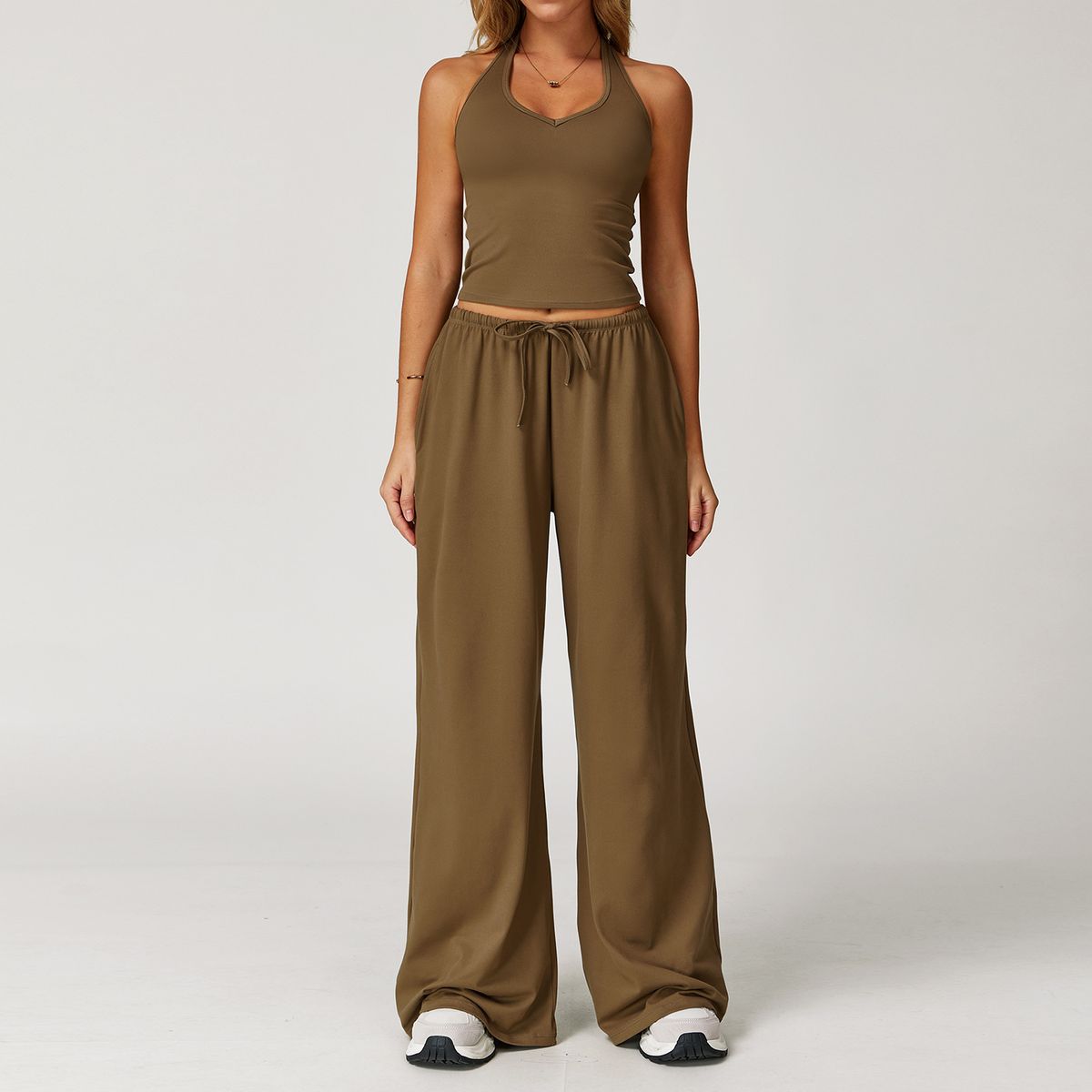 Women's Clothing Women's Cross-Backless Brushed Yoga Set Casual Quick-Drying Running Fitness Sportswear European American Style_ecoleips.com