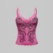Women's Stretchy Lace Trim Camisole Top, Sexy Solid Sleeveless Cami For Layering Or Standalone Wear, Comfortable Daily & Night Out Tank_ecoleips.com