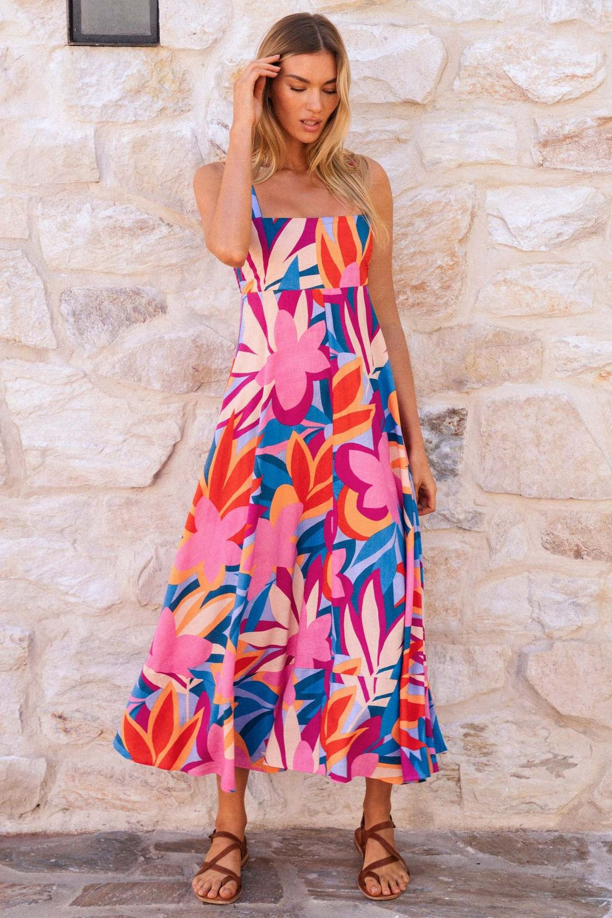 Independent Website Cross-border European And American Women's Clothing 2026 Sexy Summer Holiday Printed Fitted Flared_ecoleips.com