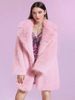 Elegant Faux Fur Coat For Women – Long Sleeve, Notched Collar, Plus Size (S-XXXXL, Pink/White)_ecoleips.com