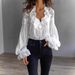 Elegant Lace-Paneled Puff Sleeve Blouse With Pleated Detailing – Ballet-Inspired Women's Top For Casual & Formal Wear_ecoleips.com