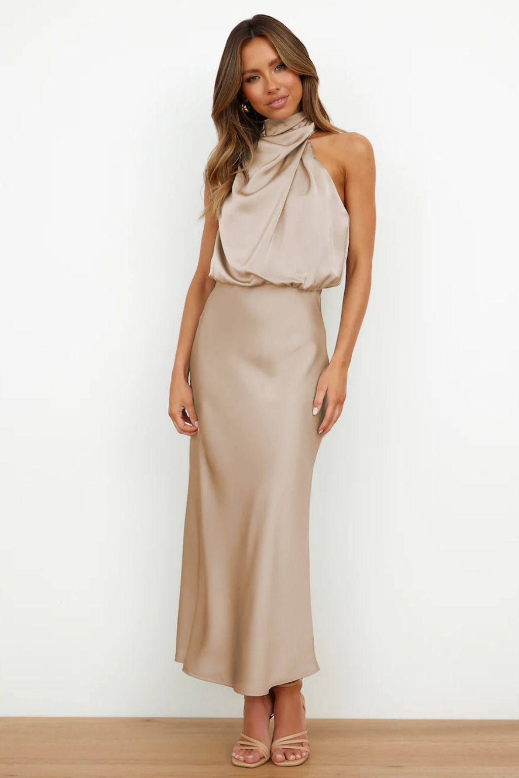 High Grade Satin Sleeveless Dress Fashion Elegant Celebrity Light Evening Gift Dress_ecoleips.com