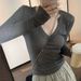 Summer American V-neck Long Sleeved T-shirt Women, Sun Protection Cover Up Lazy And Thin Air-conditioned Shirt, Paired_ecoleips.com