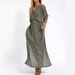 Women's High Waist Side Split V Neck Midi Dress – Trendy Elegant Spring Summer Gown 2026_ecoleips.com