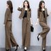 2025 New Korean Style Autumn Suit Fashionable Elegant Plaid Wide-Leg Pants Two-Piece Set For Women_ecoleips.com
