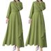 Muslim Dress Women Elegant Long Sleeve Maxi Dress With Self-Tie Detail - Women's Chic Solid Color Knitted Dress For Office & Casual Wear_ecoleips.com