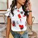 Women's Printed Short Sleeve Polo Shirt Casual Summer Blouse Geometric Pattern Breathable Polyester Fabric S M L XL XXL_ecoleips.com