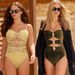 Women's Clothing Swimwear New Gold-Plated Round Buckle Decorative Bright Hollow-Out Swimsuit Suit_ecoleips.com