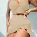 Women's Clothing Pure Color Bikini Set With Ruffle Skirt Style Triangular Panties Fashionable Gathered Swimsuit Three-Piece Swimwear_ecoleips.com