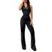 CF24422 Fall 2026 New European And American Street Style Versatile V-neck Lace Trim One-piece Bell-bottom Pants_ecoleips.com