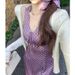 Purple Polka Dot Backless Halter For Women Summer High-End Slim Fit Hot Girl Style Waist-Cinching Bodycon Long Dress_ecoleips.com