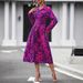In Stock 2025 New Spring Autumn Foreign Trade Cross-Border European And American Printed Elegant Shirt Long Sleeve Dress_ecoleips.com