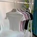 Slim Fit Ribbed Cotton Stretch Short Sleeve T-Shirt For Women, U-Neck Everyday Basic Tee, Soft Comfortable Casual Top_ecoleips.com