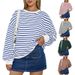 Women's Clothing Autumn And Winter New Tk Oversized Loose Casual Striped Sweatshirt_ecoleips.com