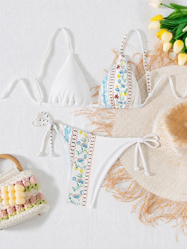Sun-Kissed & Confident: Floral Print Bikini Set For Women, Comfortable & Supportive Two-Piece Swimsuit_ecoleips.com