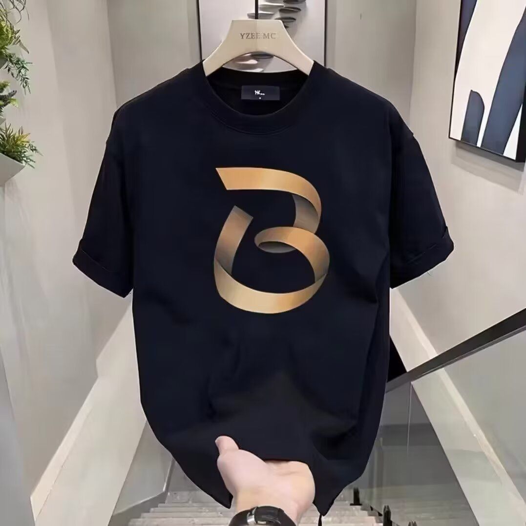 Men's ClothingSummer New Short Sleeve T-shirt Women's Fashion Brand Trend Women's Clothes Loose Casual Printed T-shirt Half T Sleeve Black_ecoleips.com