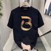 Men's ClothingSummer New Short Sleeve T-shirt Women's Fashion Brand Trend Women's Clothes Loose Casual Printed T-shirt Half T Sleeve Black_ecoleips.com