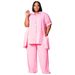 Women’s Clothing Fashion Temperament Large Size Short Sleeved Tops Wide Leg Pants Suits For Women_ecoleips.com