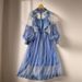 Heavy Industry 3D Floral Mesh Elegant Stand Collar Lantern Sleeve High Waist Slim Fit Two Piece Fairy Dress For Women_ecoleips.com