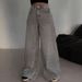Cross-Border Style Spring And Autumn New American Retro Draped Jeans For Women High Waist Wide Leg Loose Straight Long_ecoleips.com