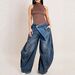 BN367 Wide Leg Jeans for Women Fashion Cross Border E-commerce European American Style Washed Distressed Patch Pocket Hot Selling_ecoleips.com