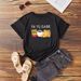 Women's Fashionable Casual Round Neck T-Shirt Summer Style Short Sleeved Cartoon Letter Biscuit Print_ecoleips.com
