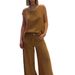 2026 Summer New Cross-Border European American Style Women's Cotton Linen Solid Color Sleeveless Long Pants 2-Piece Set_ecoleips.com