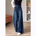Retro Wide-Leg Jeans For Women, Spring And Autumn 2025 New Style, High-Waisted, Slimming, Loose, Straight-Leg, Draped,_ecoleips.com