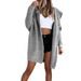 K New Mid-length Coat, Pure Color Comfortable Casual Sweater For Women, Loose Hooded Knitted Cardigan._ecoleips.com