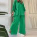 Women's Clothing Two Piece Suits Women's Long Sleeved Shirt Solid Color Pants Wide Leg Suit_ecoleips.com