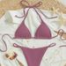 Women's Clothing Sexy Solid Color Beach Bikini High Waisted Swimsuit For Women European And American Style_ecoleips.com
