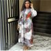 Women's Clothing Print Round Neck Long Sleeve Large Size Waist Dress_ecoleips.com