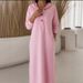 Minimalist Button-Up Hooded Dress – Oversized Knit Tunic With Drop Shoulder (S-XXL, Dusty Pink, Transseasonal Layering Staple)_ecoleips.com