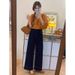 New Style Dark Blue Petite Women's Jeans Plus Size Slimming Loose Fit Cropped Wide Leg Pants Pear Shaped Figure_ecoleips.com