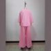 Women's Pink Two Piece Set Casual Fashion 2026 American Style High Waist Straight Leg Pants And Collar Top Ensemble_ecoleips.com