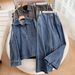 Women's Clothing Pullover Denim Shirt Straight Drape Wide Leg Pants Suit_ecoleips.com