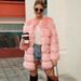 Luxury Faux Fox Fur Coat Women’s Long Trench Jacket – Elegant Winter Outerwear With Pockets (Black/Pink/Light Grey, S-XXXL)_ecoleips.com