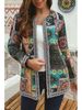 Women's Clothing Cotton And Linen Printed Loose Long Sleeved Jacket Cardigan_ecoleips.com