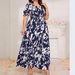 Cross-border Plus-size Women's Printed Casual Vacation Dress, Bohemian French Elegant Mid-length Dress_ecoleips.com