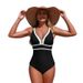 Women's Clothing Quick Drying One Piece Swimsuit Sexy For Vacation Polyester Regular Fit_ecoleips.com