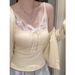 Summer Pure Desire Lace Camisole Chest Pads For Women, Spring Inner Outer Wear, Slimming And Stylish With Adjustable_ecoleips.com