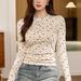 2025 #Superior Selection # Thin Fleece Suede T-S Women's Floral 2025 Autumn/Winter New Long Sleeve Top Temperament Base_ecoleips.com