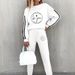 Women's Fleece Lined Long Sleeve Sweatshirt Casual Fashion Set European American Style Letter Print Streetwear_ecoleips.com